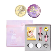 Removable Brass Sealing Stamp Head and Beads Set-leaves rose