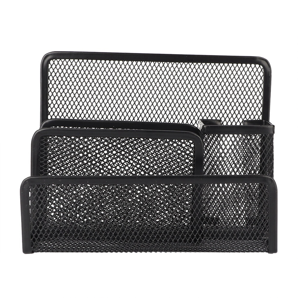 Efficient Workspace Companion, Metal Mesh Desktop Organizer With 3-Slot Letter Sorter For Paper Business Card Document, Multipurpose Storage Solution 9060116153770