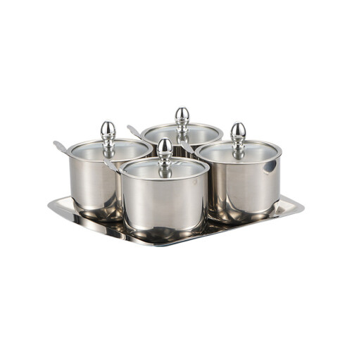 Récipient-Quatre pots d'assaisonnement en argent