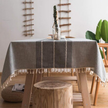 Maalaistalon ruokapöydän päällinen, elegantti maalaismainen muotoilu sisä- ja ulkokäyttöön, puuvilla-pellavainen monikäyttöinen