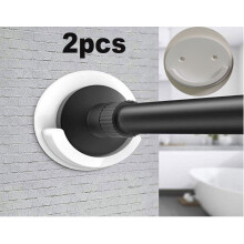 Suporte adesivo para varão de cortina de chuveiro, instalação multifuncional, varão branco para cortina de chuveiro em paredes lisas de banheiro,