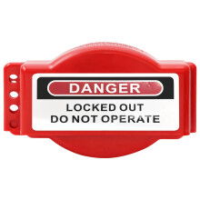 Adjustable Valve Lockout Device, Red Plastic Safety Tag For Industrial Use, Fits Multiple Valve Sizes, OSHA Certified