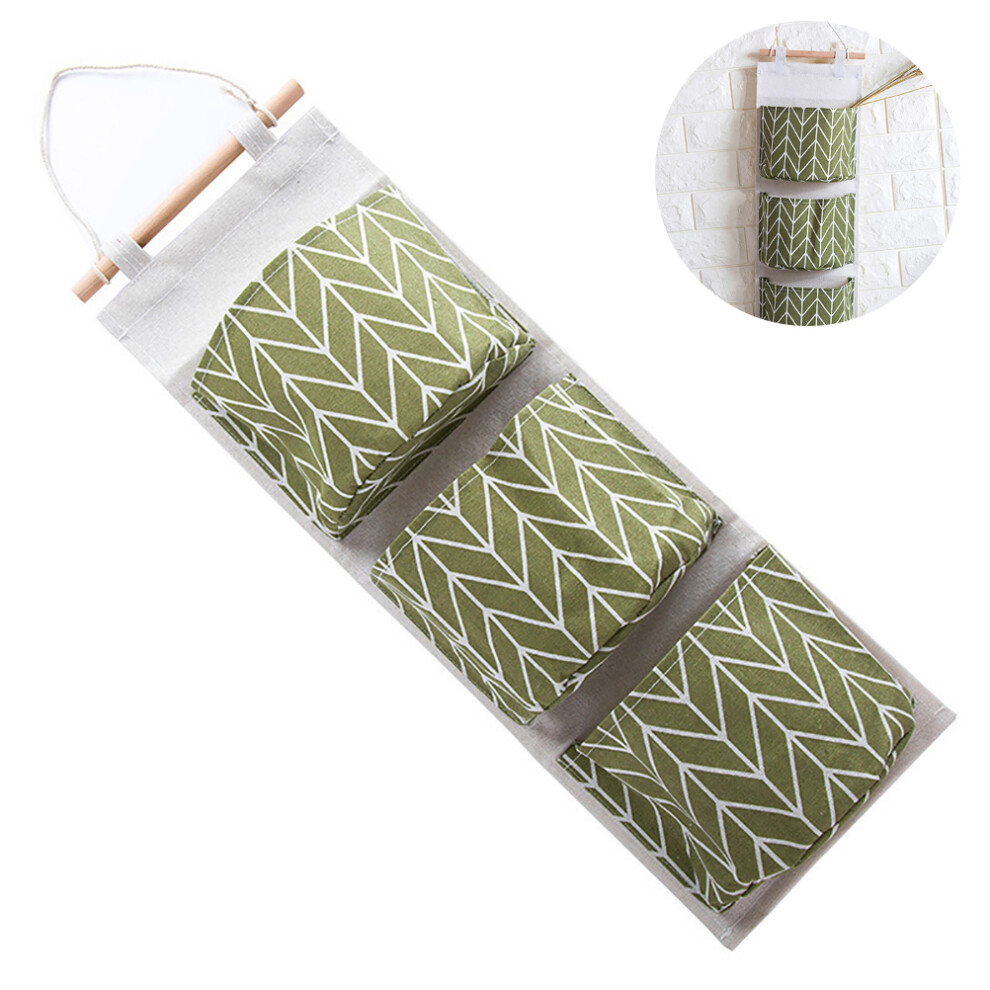 Space Saving Design Hanging Organizer, Hanging Storage Basket With 3 Grids For Toiletries And Toys, Waterproof And Moisture-Proof Linen Cotton Fabric, 9060116164370
