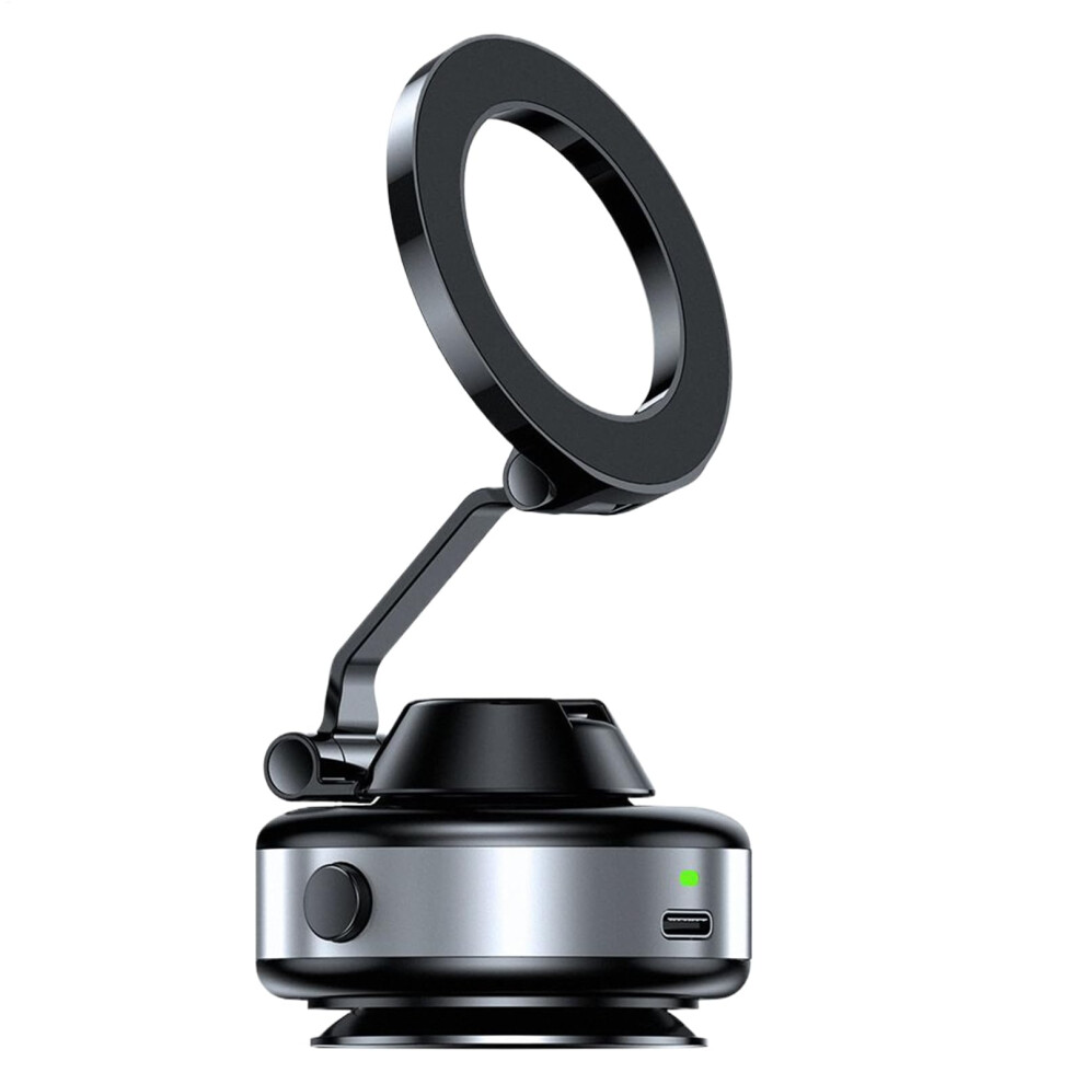 Vacuum Magnetic Car Phone Mount Nonslip Aluminum Alloy Stand Suction Cup Foldable Universal Phone Holder Silver 9323874357300