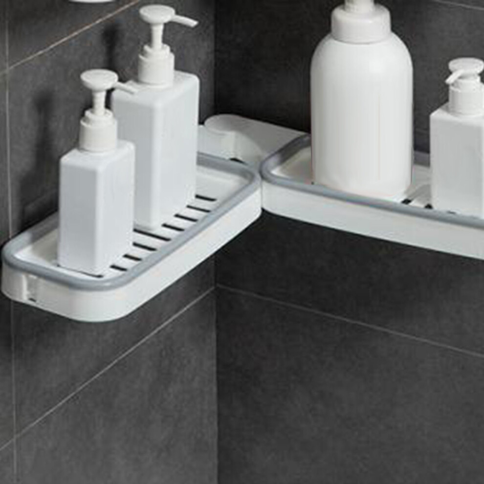 No Drilling Adhesive Shelf Wall Mounted Storage Rack Foldable Rotatable Shower Caddy Efficient Drainage Multipurpose Storage Bathroom Shelf Organizer 9060116160259
