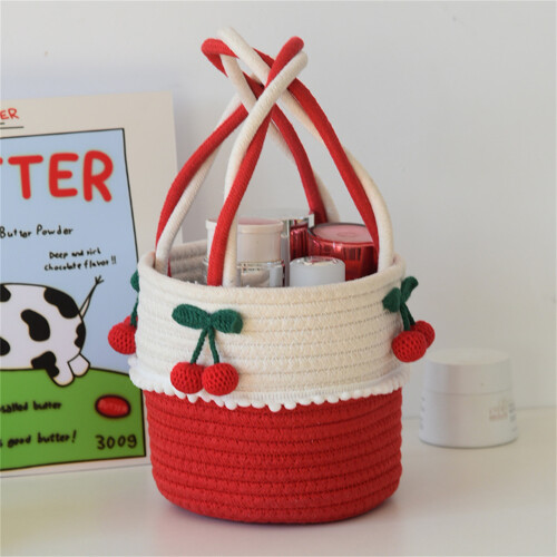 Charme élégant Cherrys Designs panier en corde de coton robuste 1