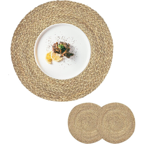Natural Straw, Multi-Purpose Rustic Round Placemats for a Farmhouse Table