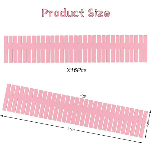 Adjustable Plastic Storage Drawers, Easy to Assemble, Durable PP Plastic Construction (16PCS, Pink) 1