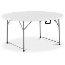 Klappbarer Tisch aus Harz - MARBUENO SUMMER - 122x122x74 cm - Weiß - Rund - Modern - Fleckenbeständig