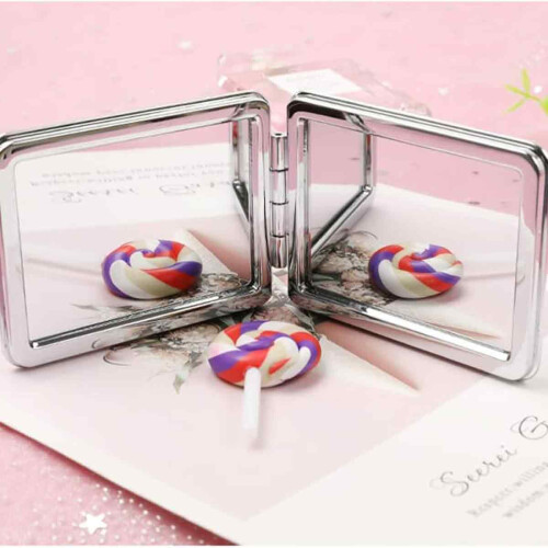 Compact Mirror For Women, High-Quality Materials, Handheld Foldable Design, Pink, 2Pcs 2