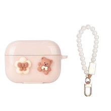 Portable Soft Earphone Cover With Bows Accent And Pearls Straps