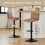 AINPECCA 2PCS Swivel Bar Stools Adjustable Chairs PU Coffee 3
