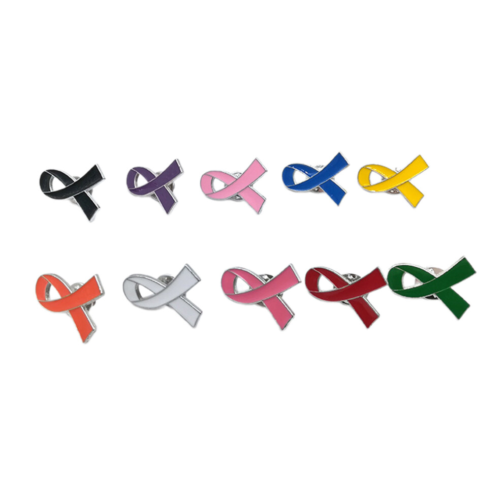 10 Pcs Ribbon Brooch Enamel Pins Jewelry Breast Cancers