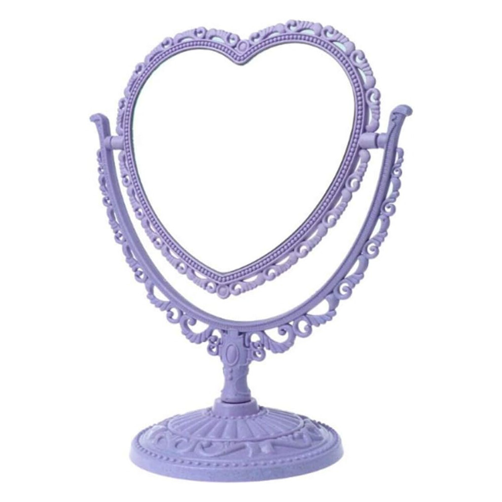 Rotatable Portable Travel Mirror For Princess Mirror Bedroom, Heart Shaped Mirror With 360 Degrees Adjustable Feature And Double Sided HD Magnifying D