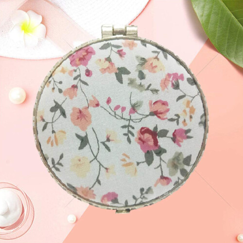 Vintage Floral Design Compact Travel Mirror, Φορητός Καθρέφτης Μακιγιάζ, Πτυσσόμενος Καθρέφτης 2