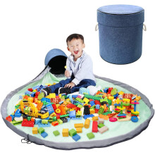 Toy Storage and Playmat, Portable Toy Organizer Integrated Game Mat for Mess-Free Playtime Easy Cleanup for Kids Rooms (Blue)