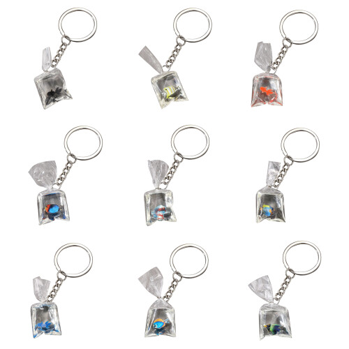 Porte-clés créatif en forme de poisson en résine,-poisson bleu 1