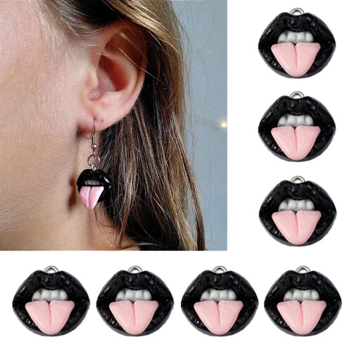 10 pièces acrylique bouche lèvre pendentif à breloque pour-2 2