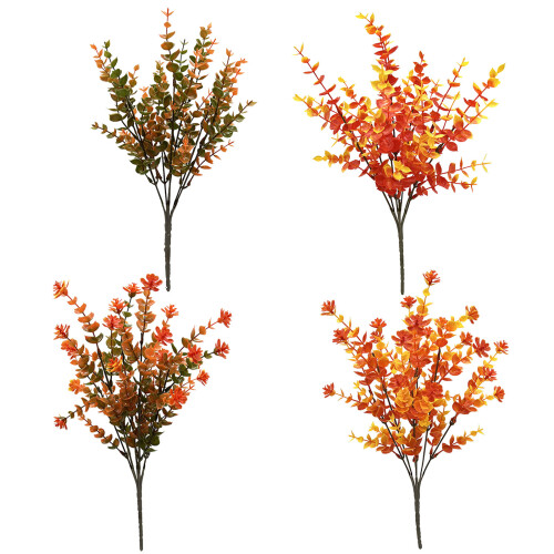 12pcs Fall Eucalyptuses Branches Artificial-Eucalyptus orange 1