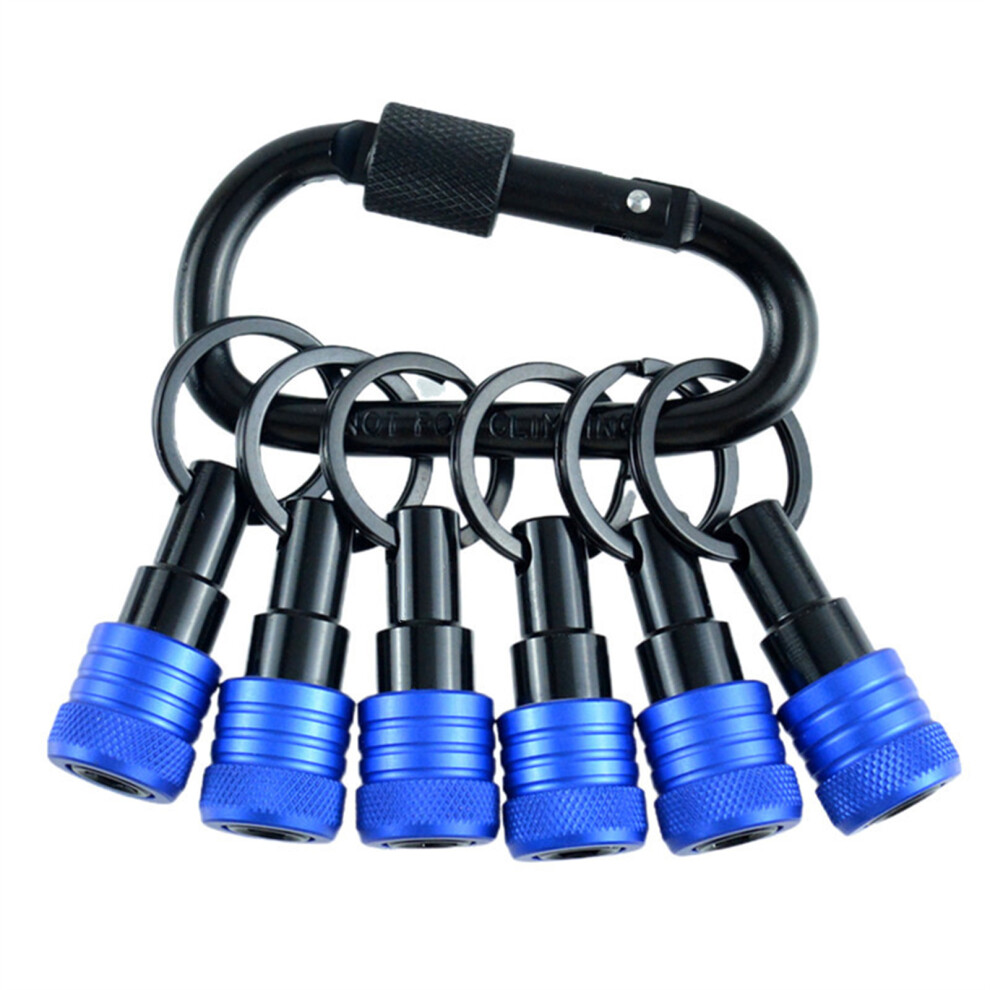 6Pcs Bit Holder Keychains 1/4Inch Hex Shank Screwdriver-Blue 7696000704586