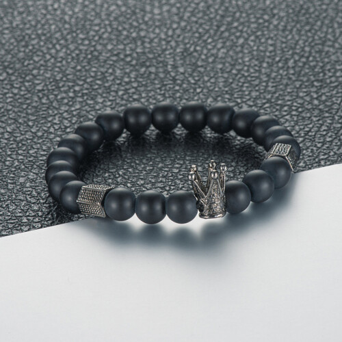 Delicate Black Chain Black Onyx Stone Bracelets for Men 2