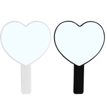Specchio cosmetico portatile a forma di cuore in ABS ecologico, perfetto come regalo per le donne e ideale per i viaggi.