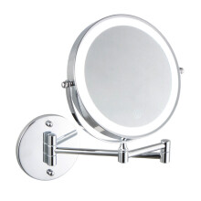 Miroir de maquillage tactile à luminosité réglable avec éclairage intégré, pivotant à 360 et extensible, miroir grossissant double face