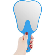 Cute Tooth Shaped Mirror, Unbreakable Mouth Teeth Mirror With Resin And Plastic Frame, Dental Handle Plastic Mirror For Salon Barber Use (Red)