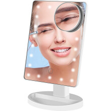 Miroir rotatif à 360 degrés avec miroir grossissant amovible, conçu pour des routines beauté personnalisées.