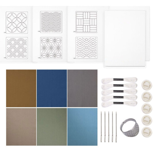 Needlework Set with Jeans Fabric Thread Stitching-Combination C