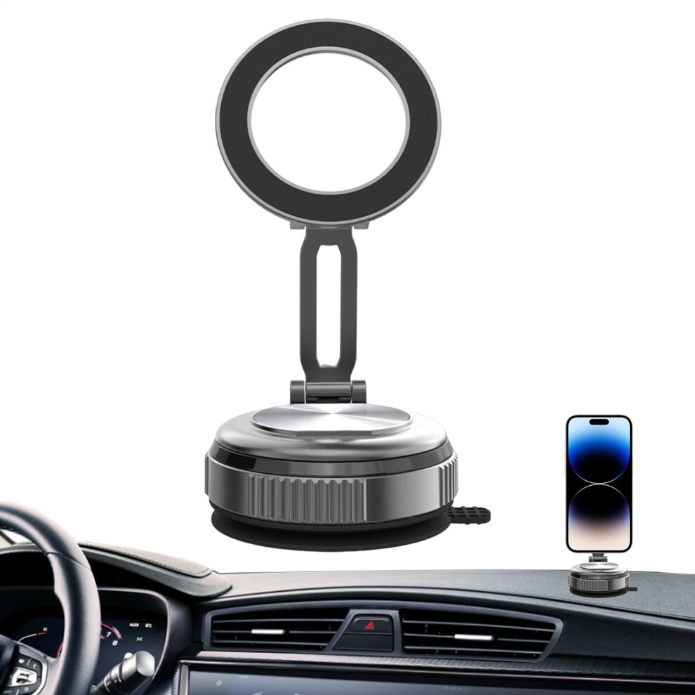 Magnetic Car Phone Mount With 360 Rotation And Vacuum Adsorption Base For Dashboard – Black 9323874358239