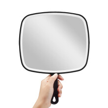High-Definition Extra Large Hand Mirror, Lightweight Construction for Salon Barber Hairdressing Use with Versatile Application (Black)