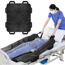 Sheet Transfer Blanket 6Handle Reusable Bed Positioning Pad For Turning Lifting Repositioning Black