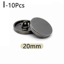 (20mm, black) 10pcs Round flat shape Metal Buttons Windbreaker Coat Shirt Button Shank Sewing Buttons
