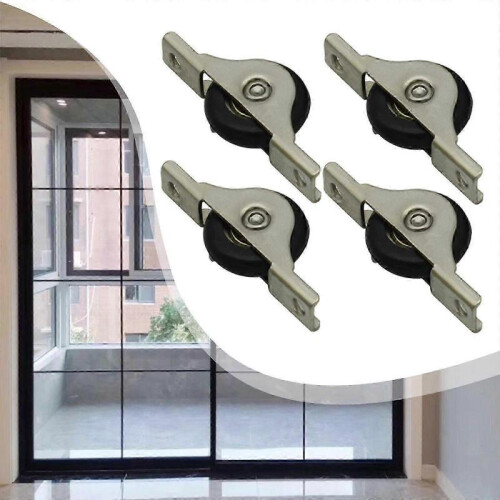 (medium black) 4 Pieces Push Pull Window Pulley Nylon Pulley Replacement Hardware Wear 1