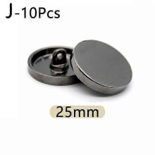 (25mm, black) 10pcs Round flat shape Metal Buttons Windbreaker Coat Shirt Button Shank Sewing Buttons