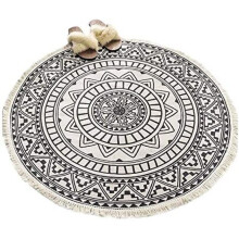 Tappeto a righe in stile boho, antimuffa, resistente all'umidità, lavabile, in cotone, rotondo, ideale per la cameretta dei bambini e il soggiorno.