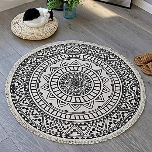 Χαλί με ριγέ μοτίβο boho, αντιμυκητιασικό, ανθεκτικό στην υγρασία, πλενόμενο 1