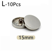 (15mm, white) 10pcs Round flat shape Metal Buttons Windbreaker Coat Shirt Button Shank Sewing Buttons