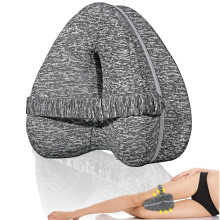 Knee Pillow For Side Sleeper, Ergonomic CURVED DESIGN Supports Legs And Spine, Memory Foam Alleviates Lower Back Pain, Breathable Cover For Nighttime