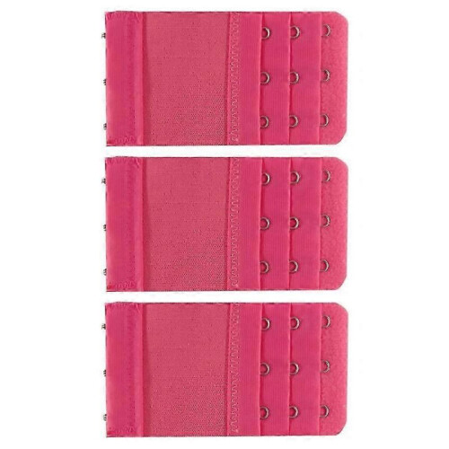 (Watermelon Red,Red)3Pcs 5.6x9.7cm Women 3-Hook 3 Rows Spacing Bra Extender Extension Hooks Strap