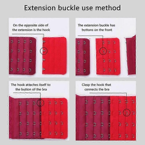 (Silver Gray, Silver grey) 3Pcs 5.6x9.7cm Women 3-Hook 3 Rows Spacing Bra Extender Extension Hooks Strap 1
