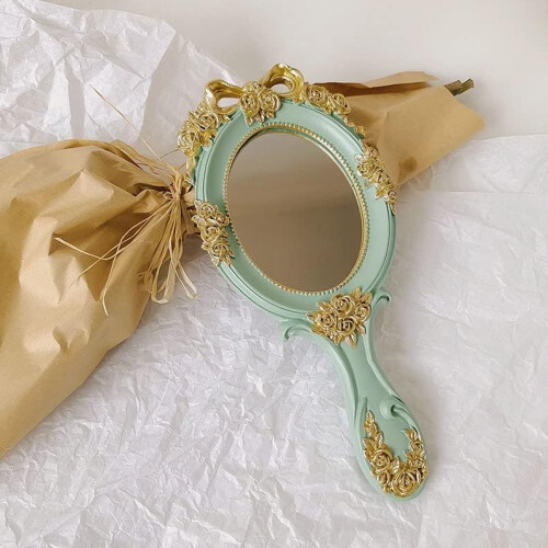 Φορητός καθρέφτης με λαβή Vintage Compact για προσωπικό νιπτήρα μακιγιάζ, φορητός 1