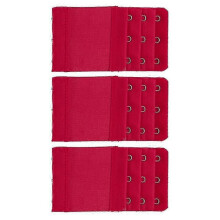 (Wine Red, Wine red) 3Pcs 5.6x9.7cm Women 3-Hook 3 Rows Spacing Bra Extender Extension Hooks Strap