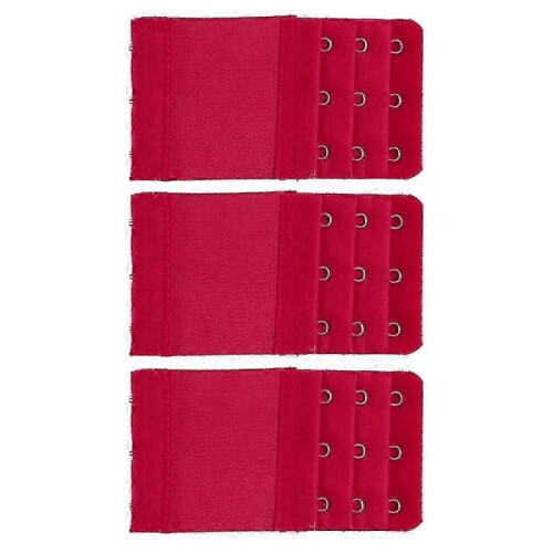 (Wine Red,Wine red)3Pcs 5.6x9.7cm Women 3-Hook 3 Rows Spacing Bra Extender Extension Hooks Strap