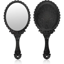 Retro handspiegel, prachtig afgewerkt, voor meisjes en vrouwen, compact met reliëfbloemen, perfect voor op reis, werk, in de auto, salons,