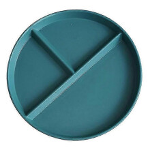(Dark Green, Dark green) RY-0135 23cm Divided Dinner Plate Portion Control 3 Compartment Diet Plate Wheat Straw (BPA Free, No