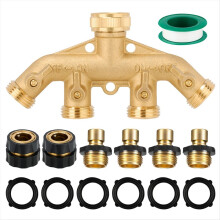 Star 4 Way Heavy Duty Brass Garden Hose Splitter,3