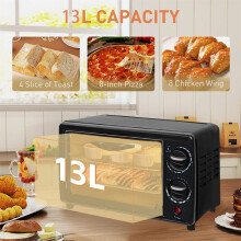 13L Mini Oven Countertop Electric Toaster Oven & Adjustable Temp Timer