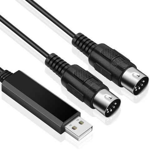USB MIDI Cable Converter Interface to In-Out Cord
